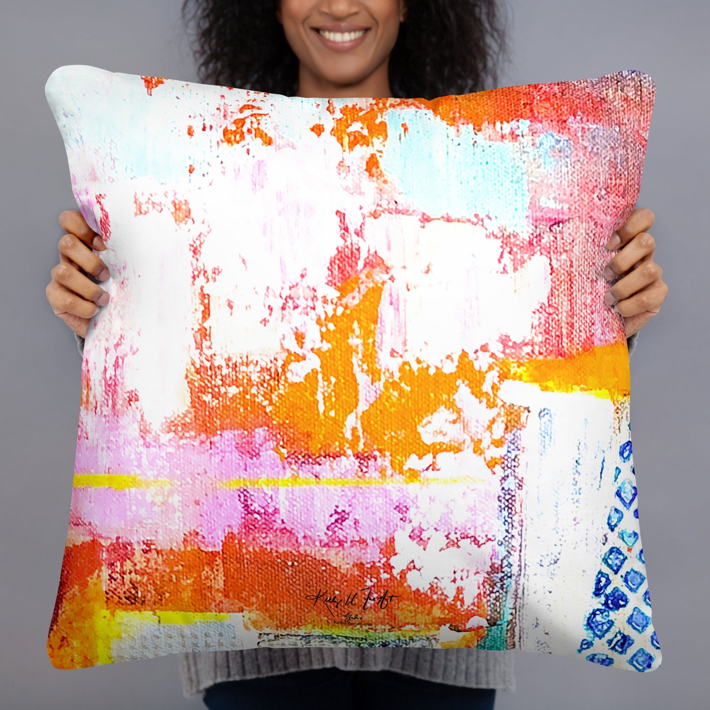 City Country City Colorful Abstract Fun Orange  Pillow